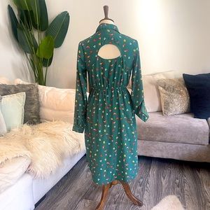 Green floral midi dress